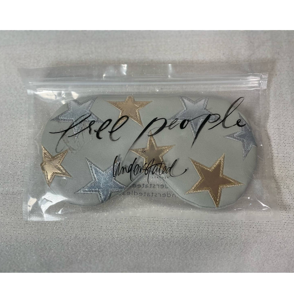Free People Understated Leather Starry Eyed Travel Star Eye Mask NEW Gray